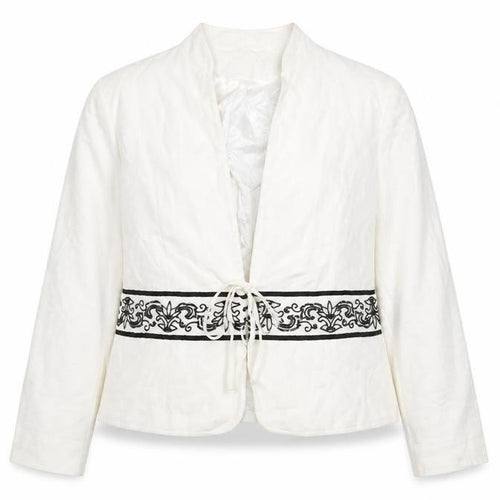 Illusion Collection Women’s White Blazer Size 18 Embroidered Tie Waist