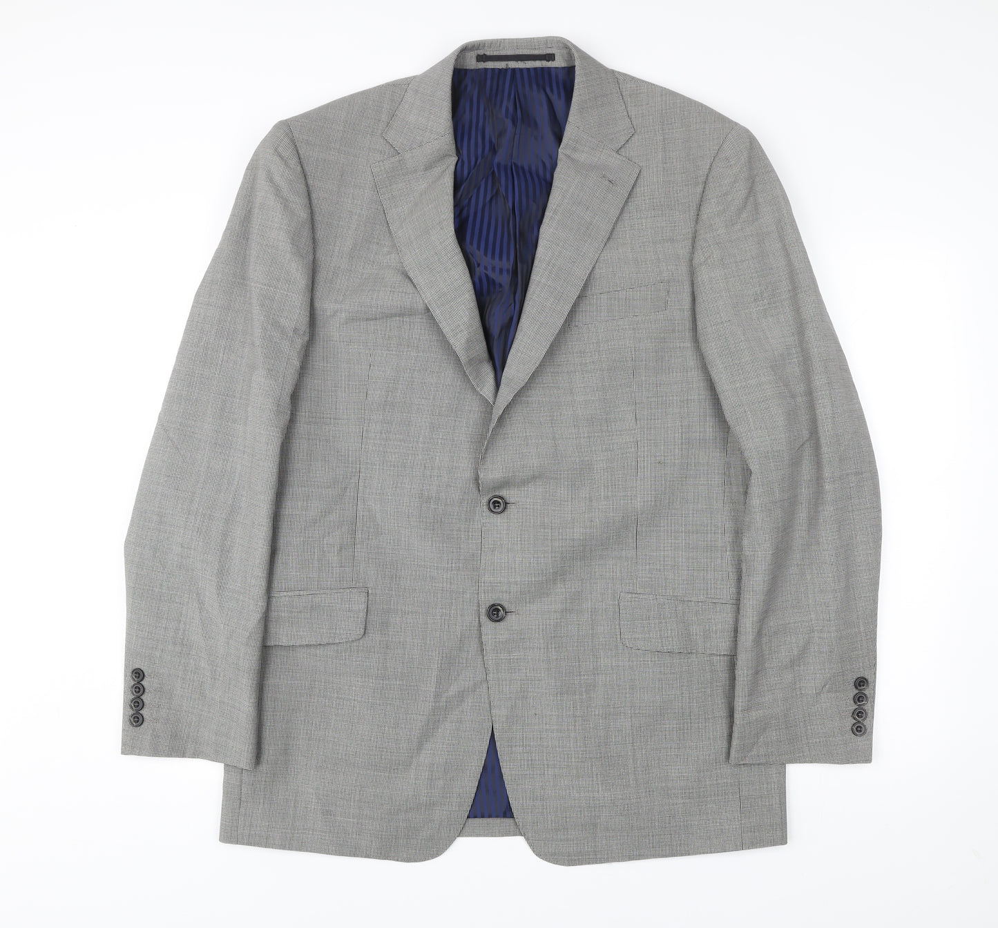 Marks and Spencer Men’s Black & White Check Wool Blazer 42in Long Regular Fit