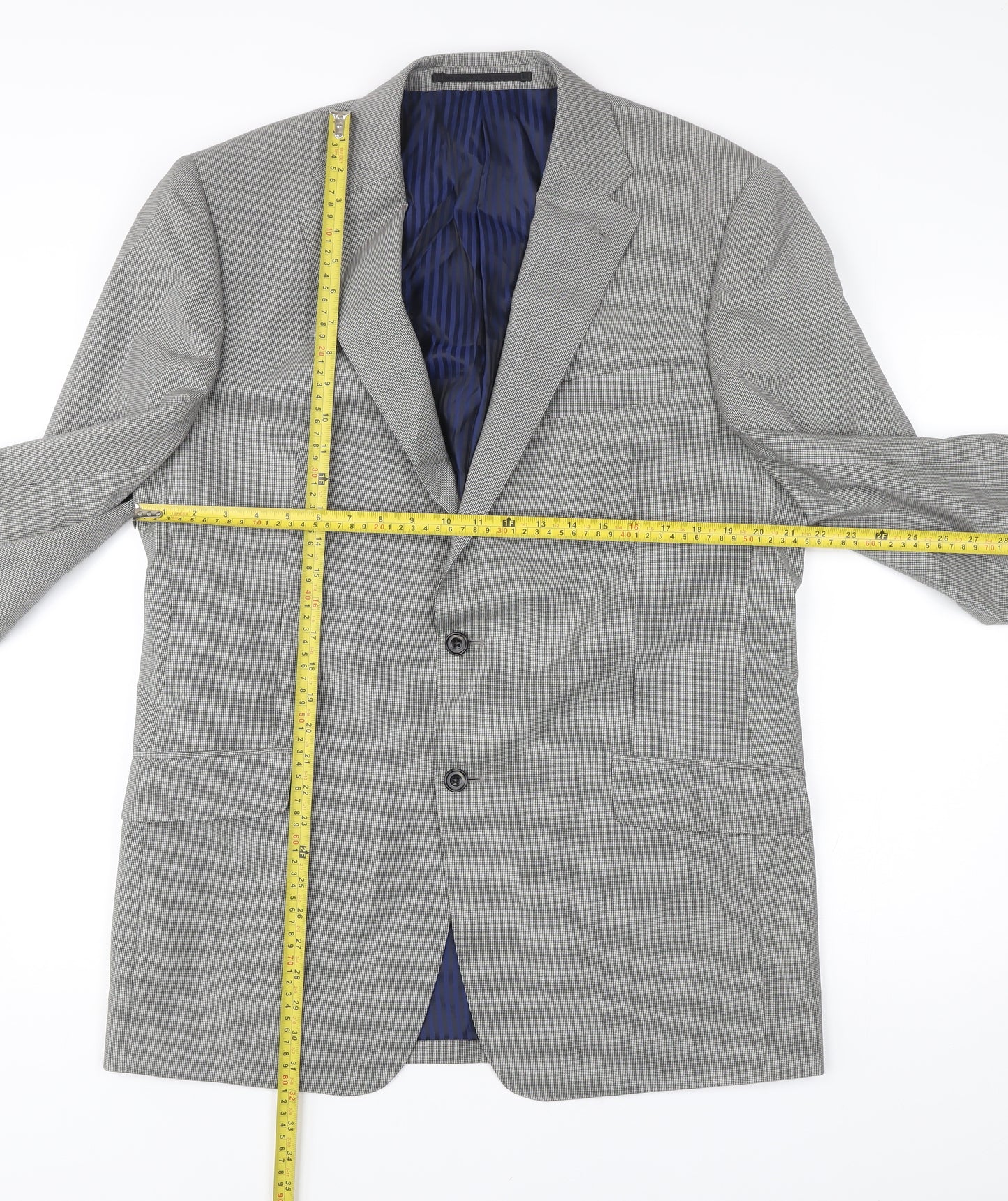 Marks and Spencer Men’s Black & White Check Wool Blazer 42in Long Regular Fit