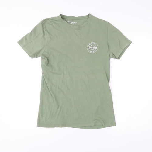 Jack & Jones Men’s Green Small Crew Neck Cotton T-Shirt