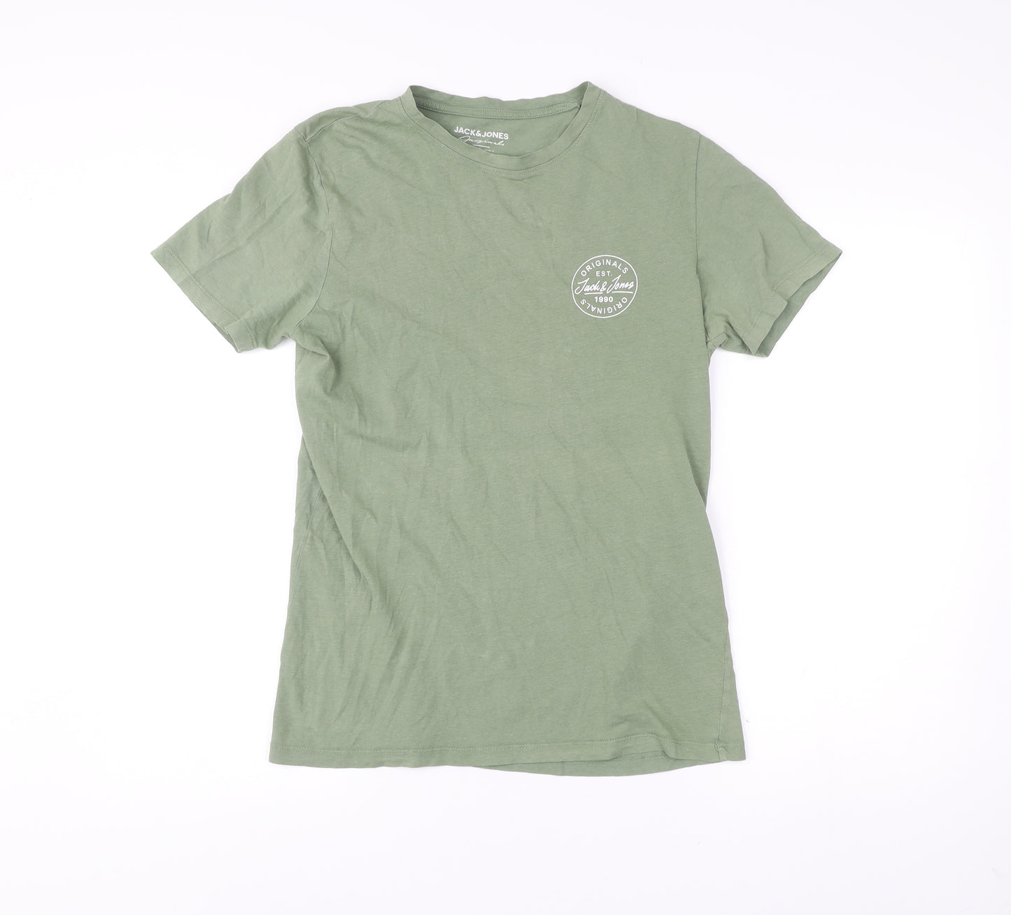 Jack & Jones Men’s Green Small Crew Neck Cotton T-Shirt