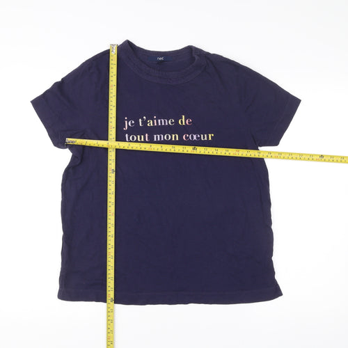 Next Womens Blue T-Shirt Size 14 Crew Neck Short Sleeve Cotton Modal