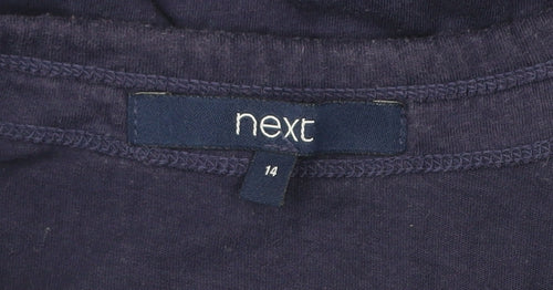 Next Womens Blue T-Shirt Size 14 Crew Neck Short Sleeve Cotton Modal