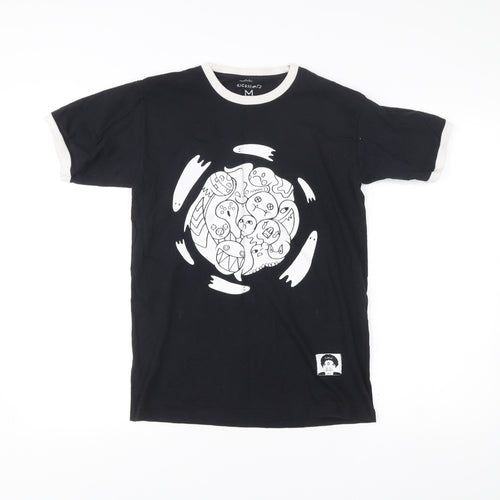 kickthepj Men's Black Graphic Print Cotton T-Shirt M