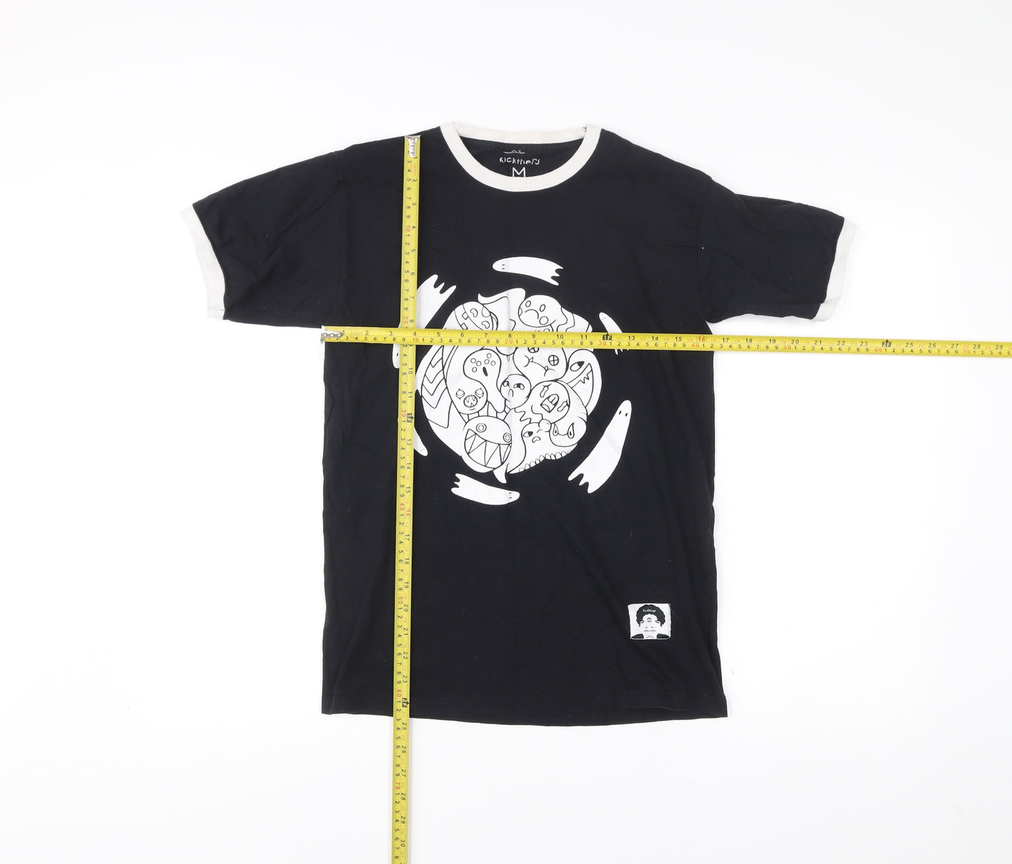 kickthepj Men's Black Graphic Print Cotton T-Shirt M