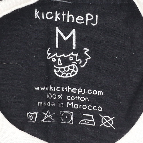 kickthepj Men's Black Graphic Print Cotton T-Shirt M
