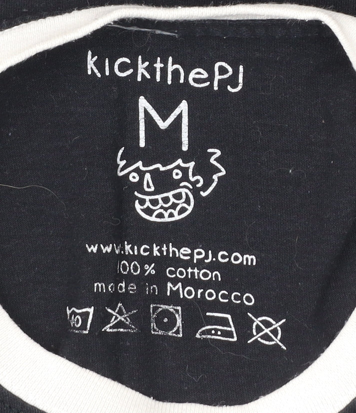 kickthepj Men's Black Graphic Print Cotton T-Shirt M