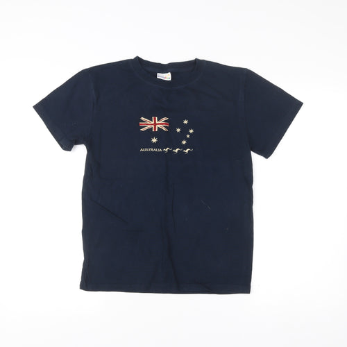 Purely Kids Boys Blue T-Shirt Size 14 Years Australian Flag Embroidered