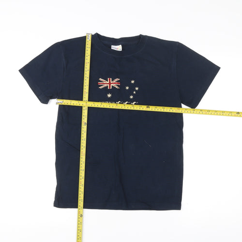 Purely Kids Boys Blue T-Shirt Size 14 Years Australian Flag Embroidered