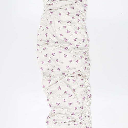 Missguided Women’s White Floral Strapless Bodycon Midi Dress Size 8