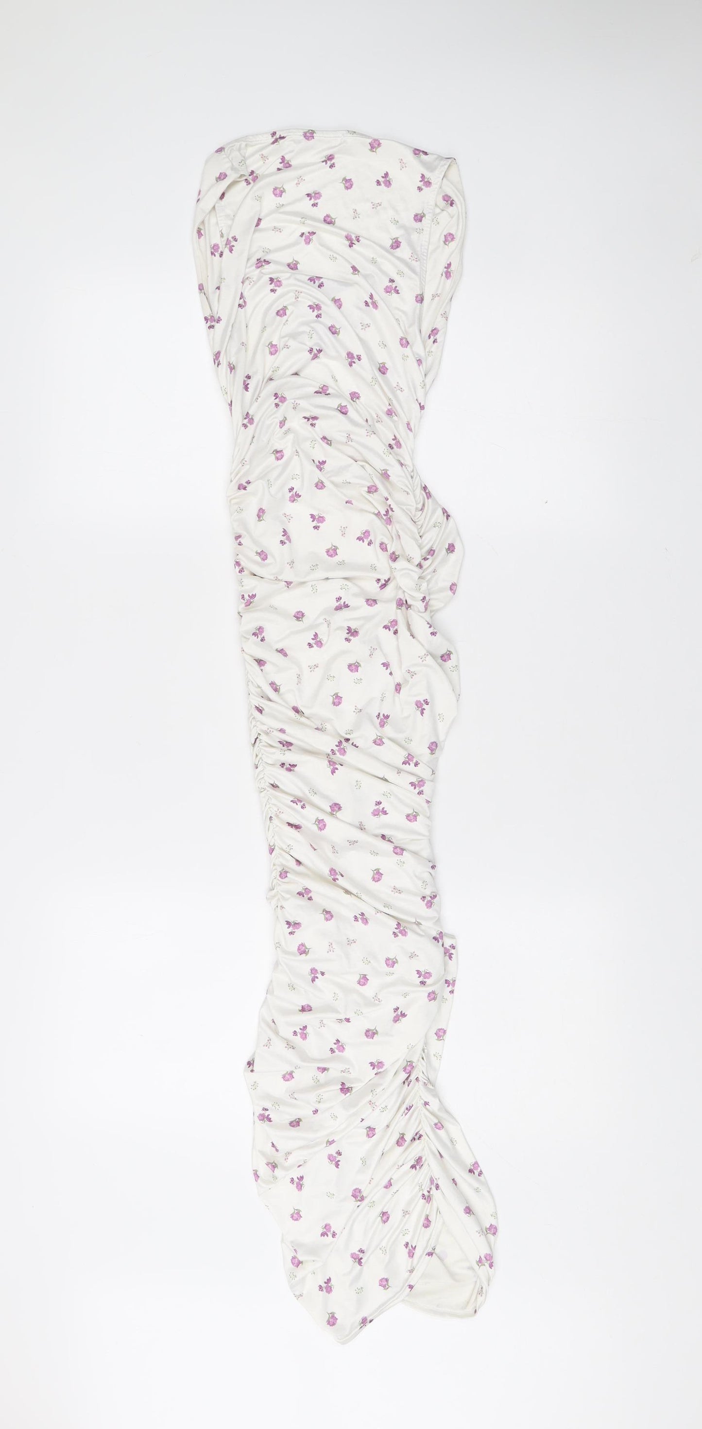 Missguided Women’s White Floral Strapless Bodycon Midi Dress Size 8