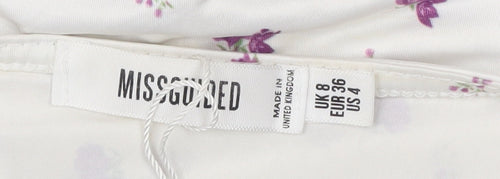 Missguided Women’s White Floral Strapless Bodycon Midi Dress Size 8