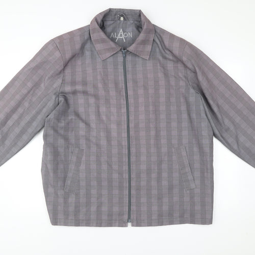 Alaon Men's Grey Checked Mid-Length Zip Jacket XL