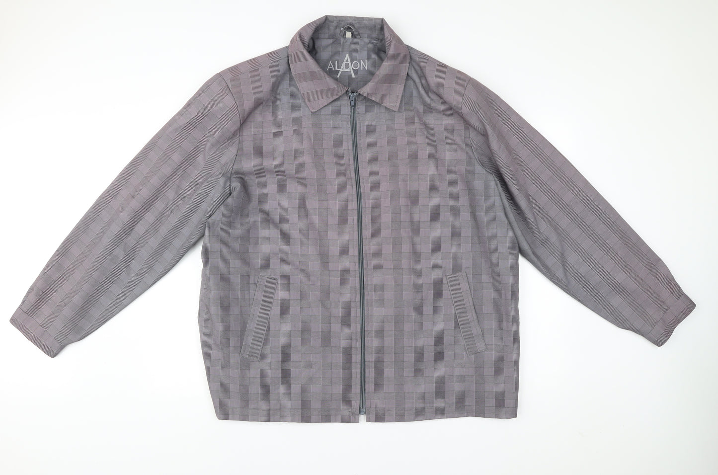 Alaon Men's Grey Checked Mid-Length Zip Jacket XL