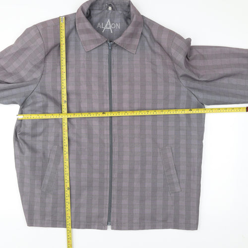 Alaon Men's Grey Checked Mid-Length Zip Jacket XL