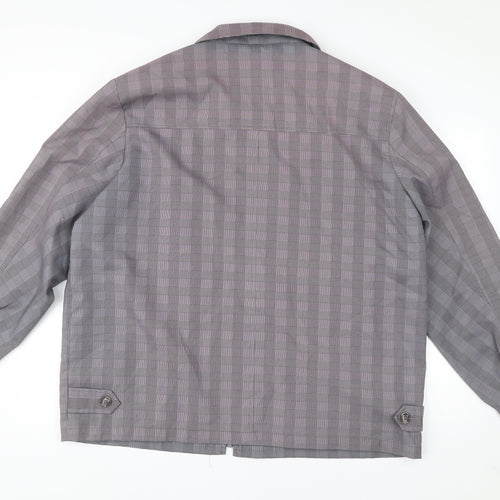 Alaon Men's Grey Checked Mid-Length Zip Jacket XL