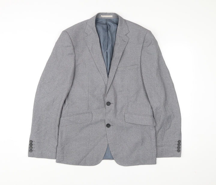 Burton Menswear Men Grey Slim Fit Blazer 38R Single Breasted Jacket