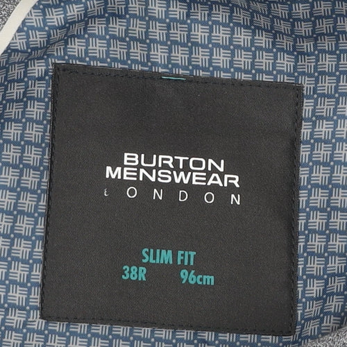 Burton Menswear Men Grey Slim Fit Blazer 38R Single Breasted Jacket