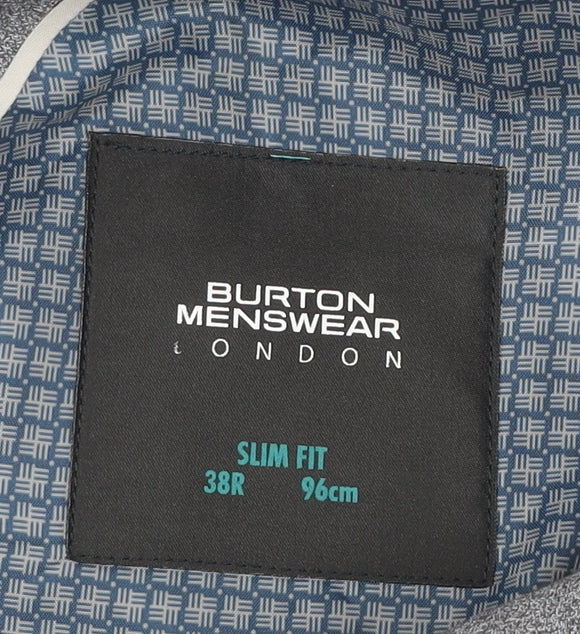 Burton Menswear Men Grey Slim Fit Blazer 38R Single Breasted Jacket