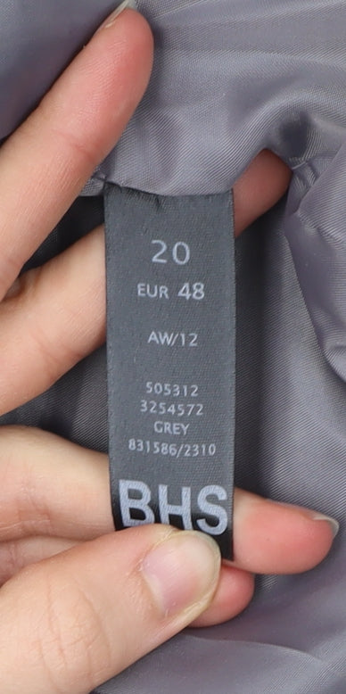 BHS Womens Grey Wool Blend Herringbone Coat Size 20 Plus Classic Workwear