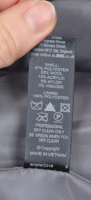 BHS Womens Grey Wool Blend Herringbone Coat Size 20 Plus Classic Workwear