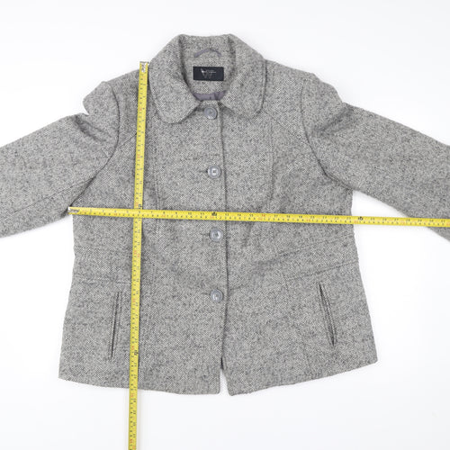 BHS Womens Grey Wool Blend Herringbone Coat Size 20 Plus Classic Workwear