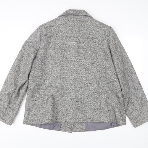 BHS Womens Grey Wool Blend Herringbone Coat Size 20 Plus Classic Workwear