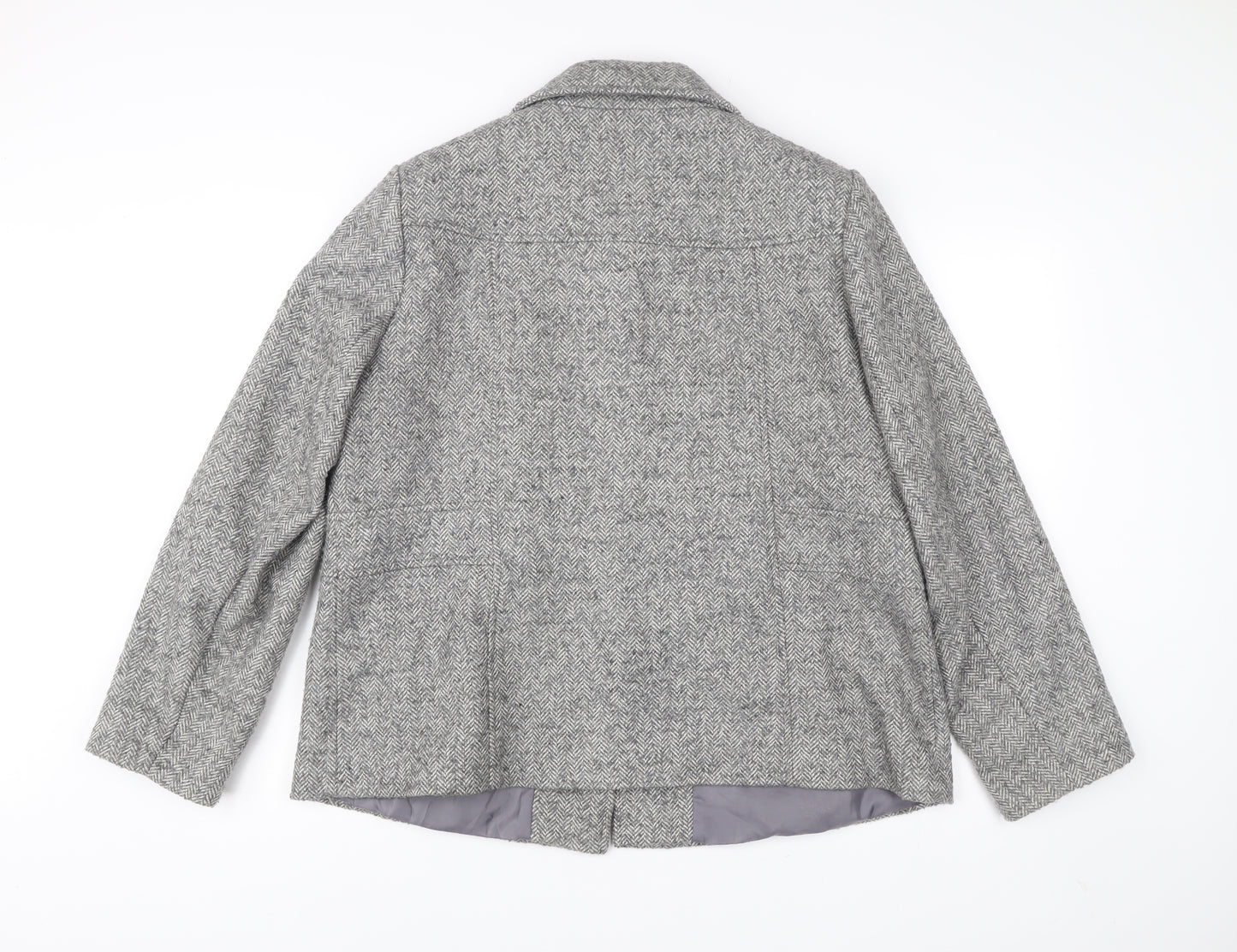 BHS Womens Grey Wool Blend Herringbone Coat Size 20 Plus Classic Workwear