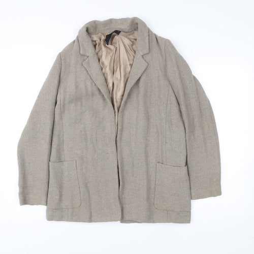 Zara Womens Beige Wool Blend Blazer Jacket Size 8 Regular Workwear