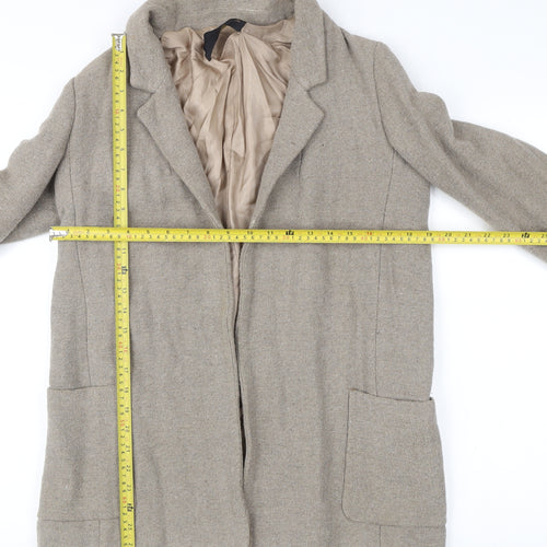 Zara Womens Beige Wool Blend Blazer Jacket Size 8 Regular Workwear