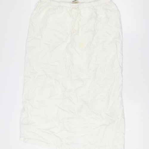 Pull&Bear Women’s White XL Linen Blend Knee Length Skirt