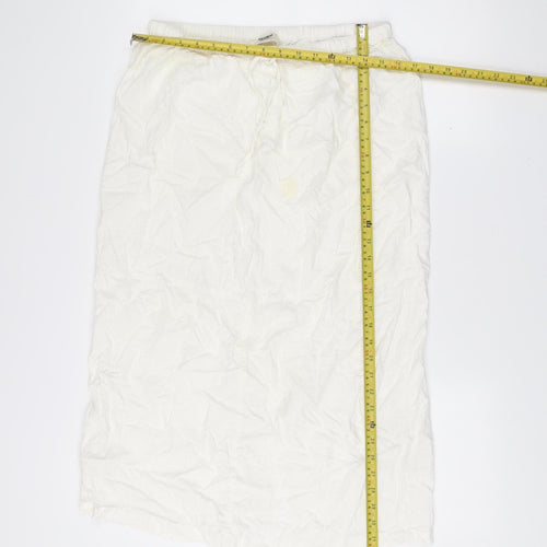 Pull&Bear Women’s White XL Linen Blend Knee Length Skirt