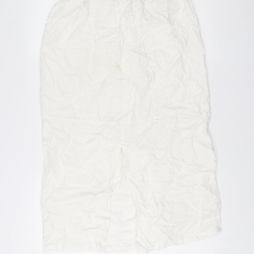 Pull&Bear Women’s White XL Linen Blend Knee Length Skirt