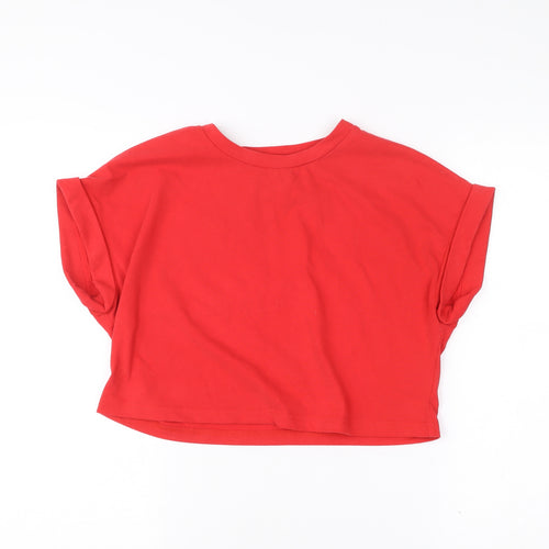 Cider Women’s Red XS Cropped Jersey T-Shirt Casual Summer Top