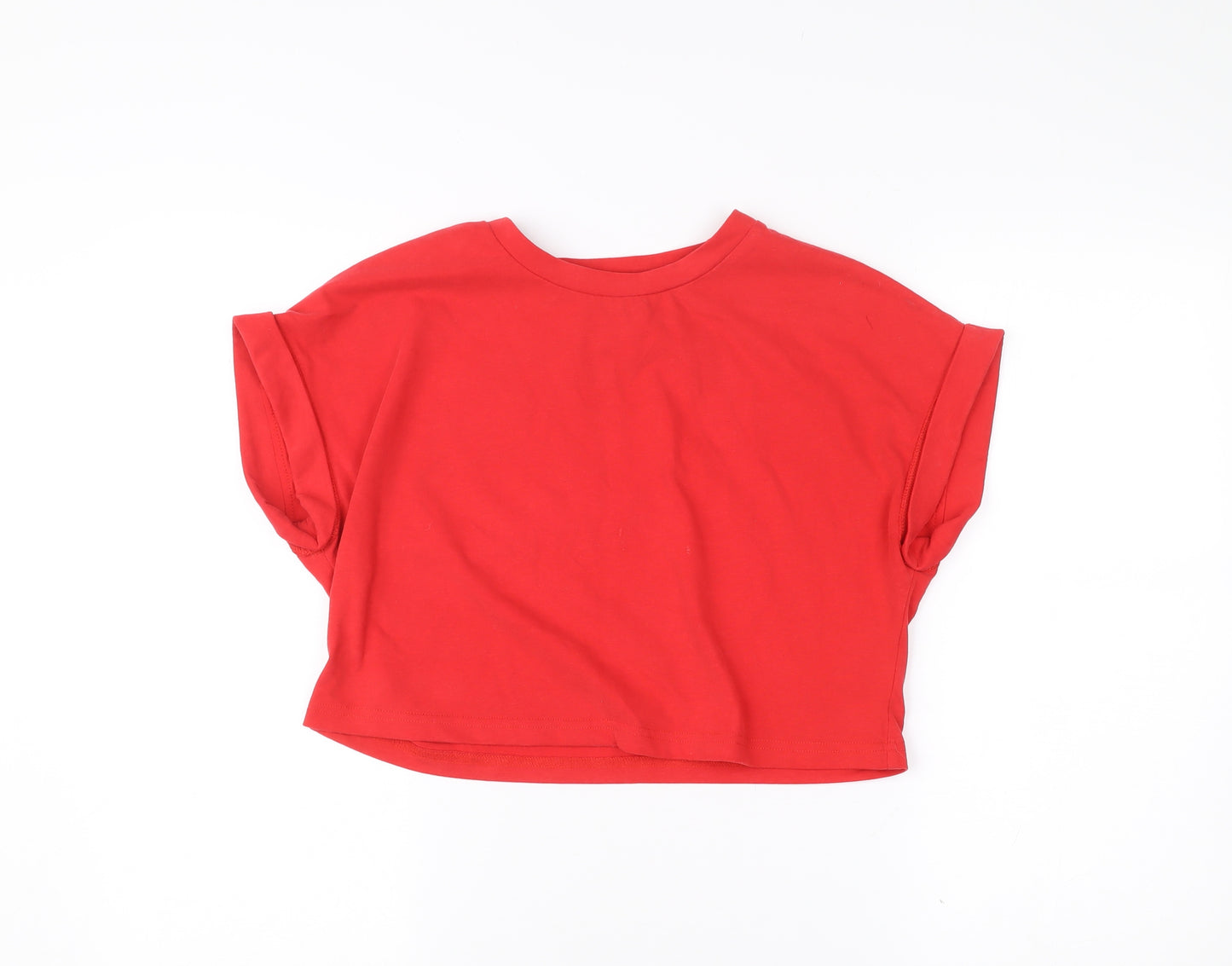 Cider Women’s Red XS Cropped Jersey T-Shirt Casual Summer Top