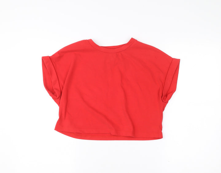 Cider Women’s Red XS Cropped Jersey T-Shirt Casual Summer Top