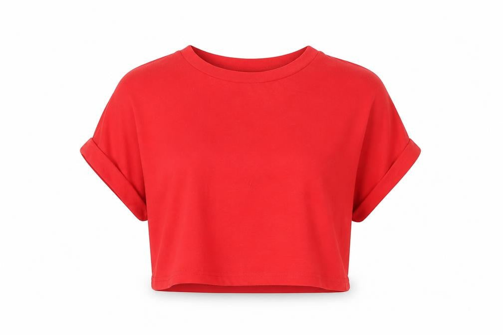 Cider Women’s Red XS Cropped Jersey T-Shirt Casual Summer Top