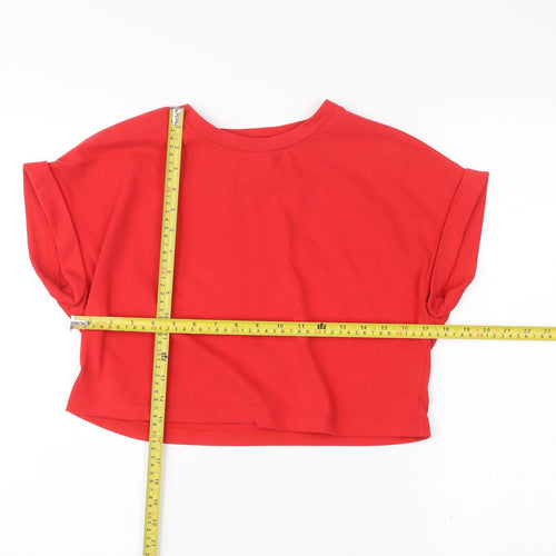 Cider Women’s Red XS Cropped Jersey T-Shirt Casual Summer Top