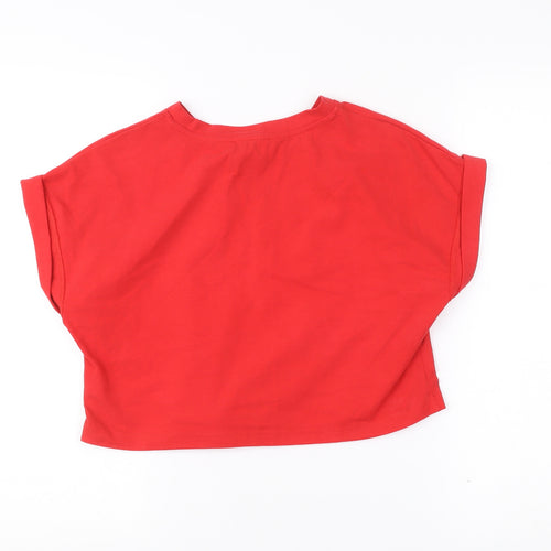 Cider Women’s Red XS Cropped Jersey T-Shirt Casual Summer Top