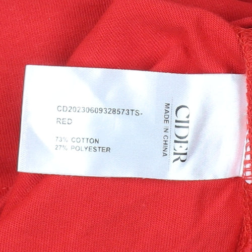 Cider Women’s Red XS Cropped Jersey T-Shirt Casual Summer Top