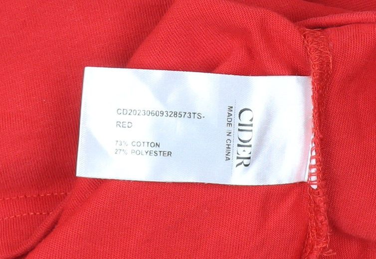 Cider Women’s Red XS Cropped Jersey T-Shirt Casual Summer Top