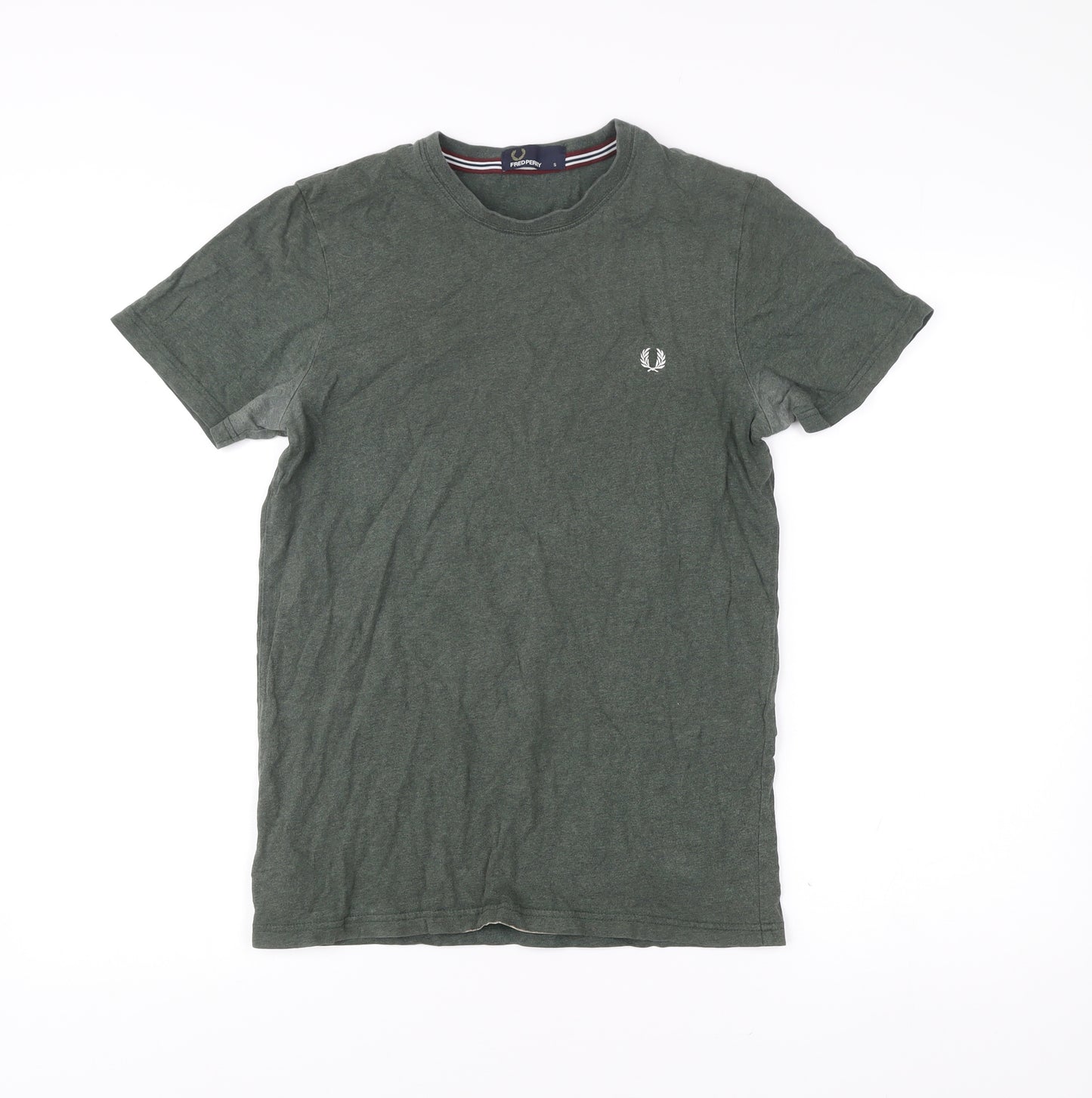 Fred Perry Men’s Green Small Crew Neck Cotton T-Shirt