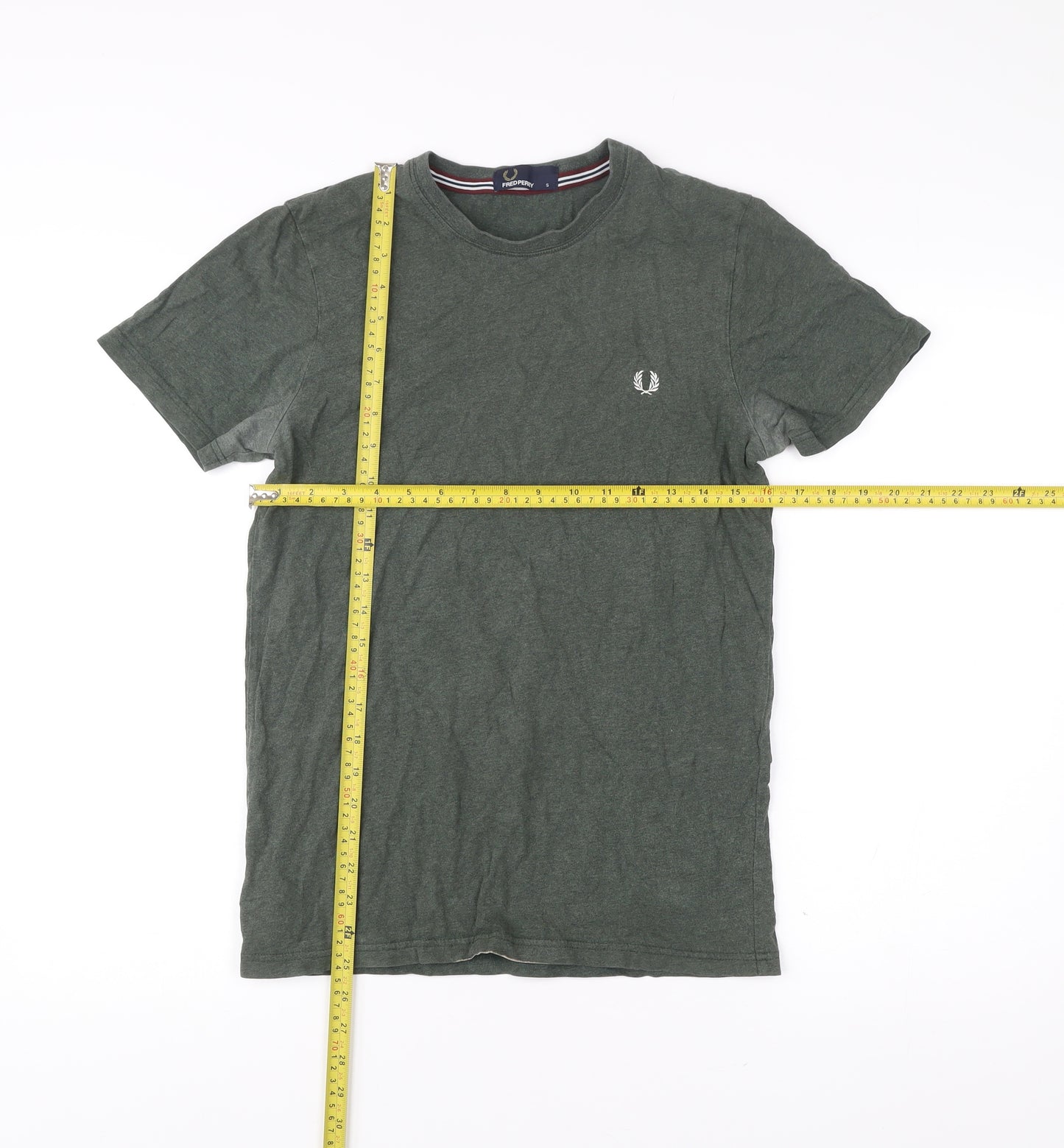 Fred Perry Men’s Green Small Crew Neck Cotton T-Shirt