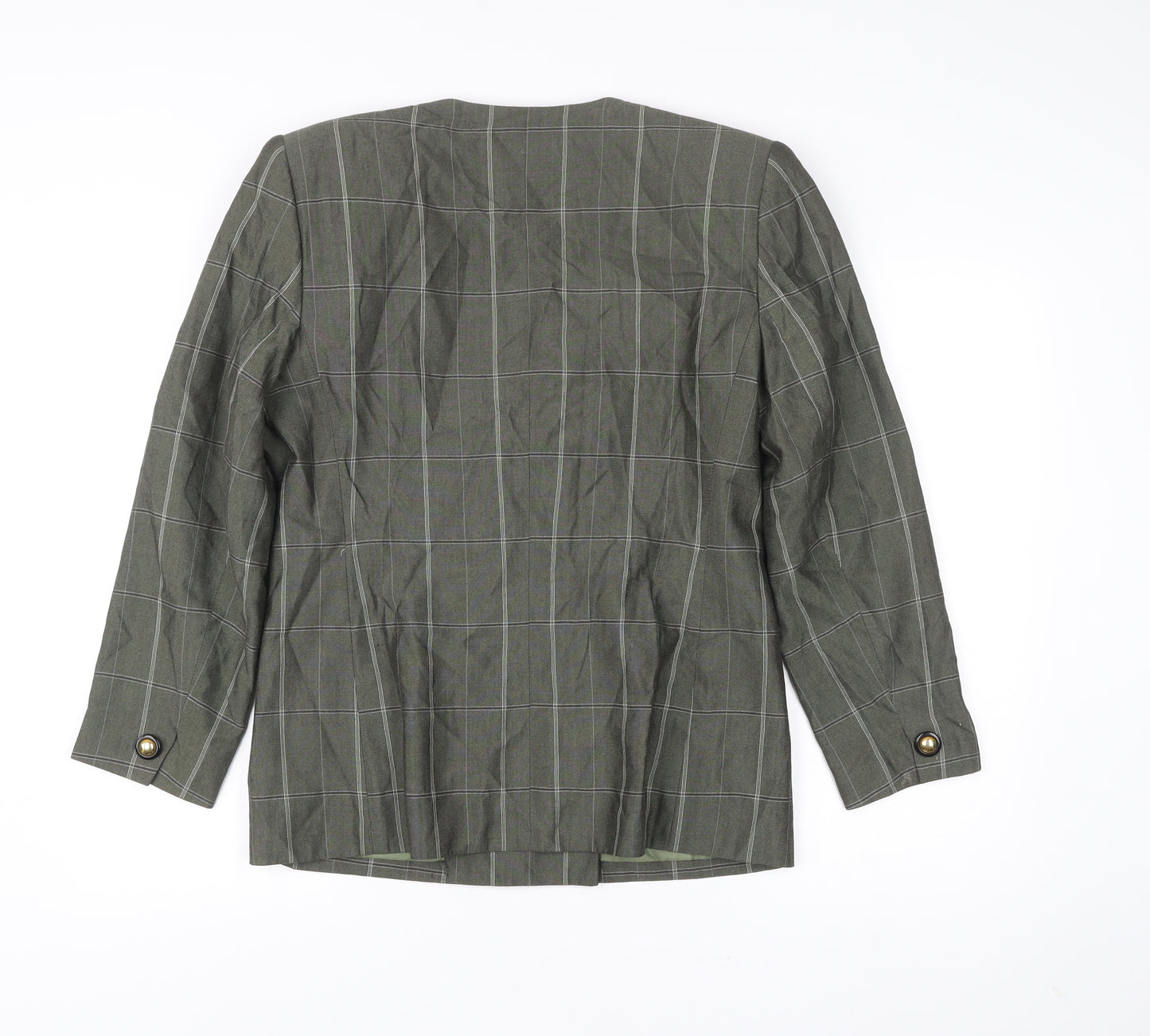 Atrium Petite Women’s Green Check Double-Breasted Blazer Size 8