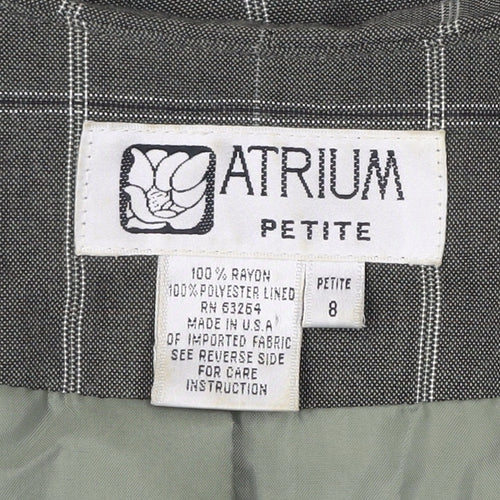 Atrium Petite Women’s Green Check Double-Breasted Blazer Size 8
