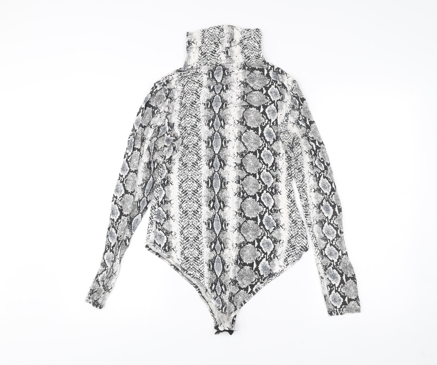 PrettyLittleThing Women’s Multicoloured Snake Print Roll Neck Bodysuit UK 14