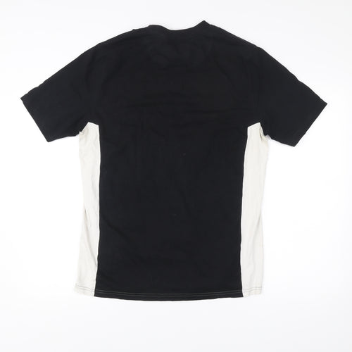 Lyle & Scott Mens M Black Green Beige Colourblock Cotton T-Shirt