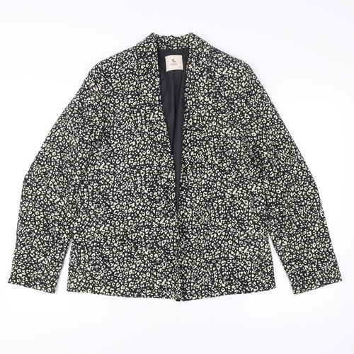 Tu Women Black Animal Print Blazer Jacket Size 12 Polyester