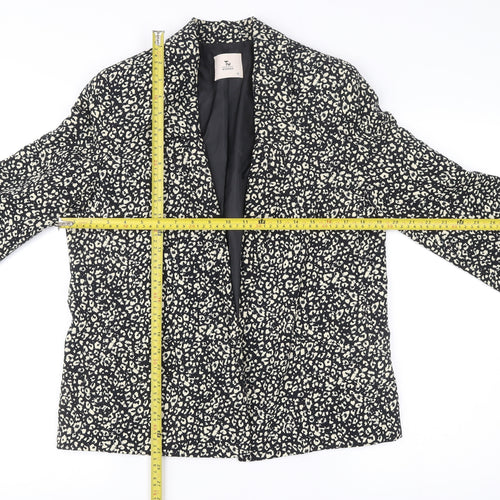 Tu Women Black Animal Print Blazer Jacket Size 12 Polyester