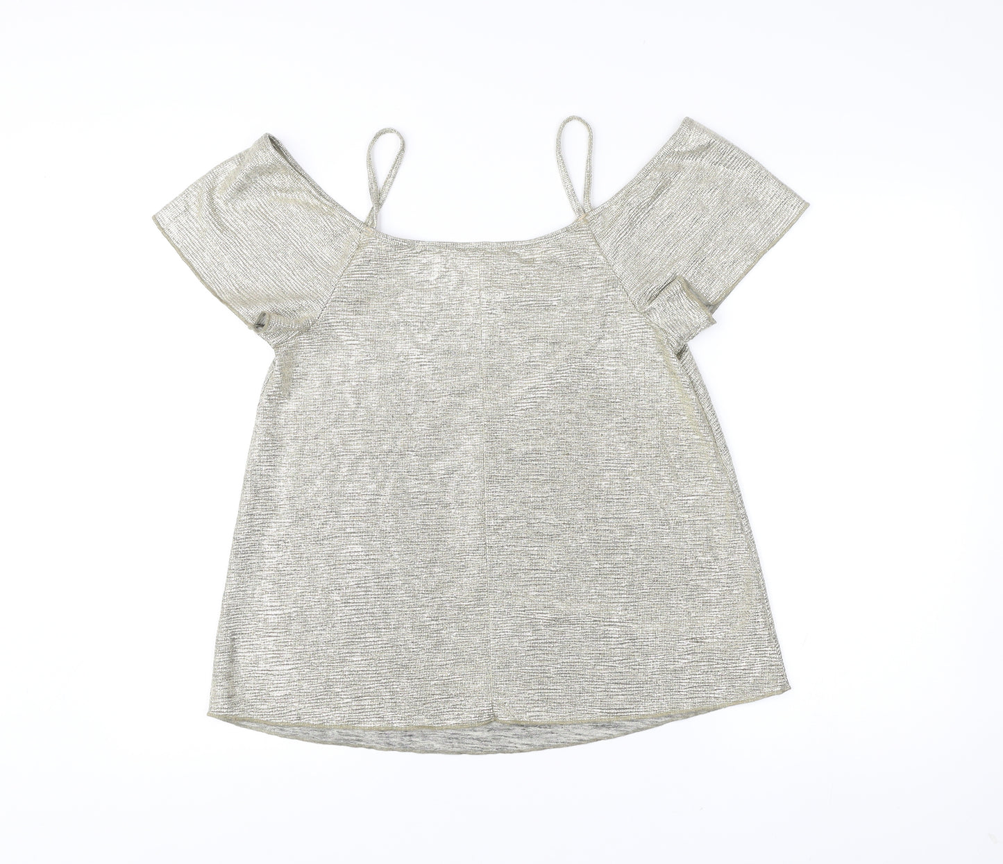 Peacocks Womens Silver Cold Shoulder Glitter Party Top Size 12
